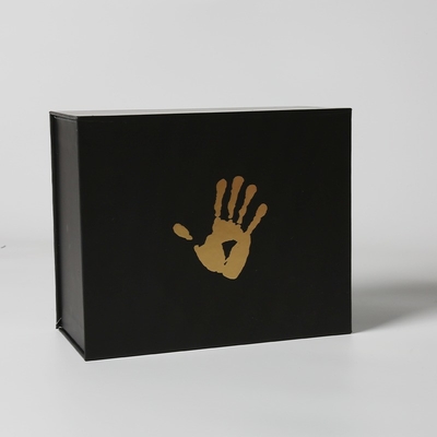 Schwarze Magnet-Faltbox Parfüm Geschenk-Box mit Schwamm Auskleidung und Matte Folie Stempel Logo