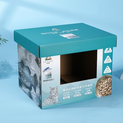 Karton-Produkt-Displayboxen für Katzenfutter, Wellpappe-Displayboxen mit Deckel